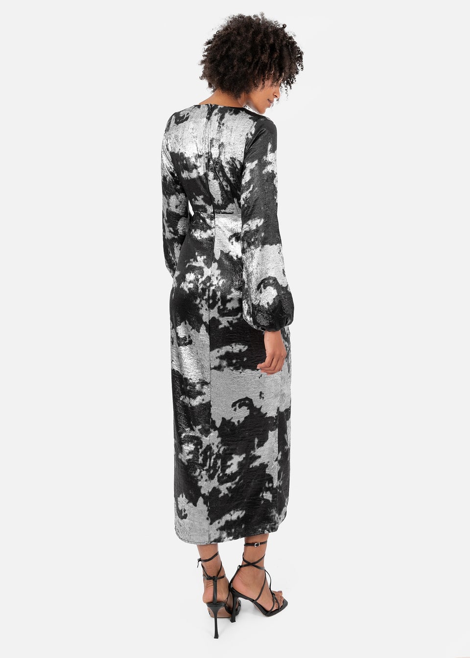 Lovedrobe Long Sleeve Faux Wrap Gathered Midaxi Dress