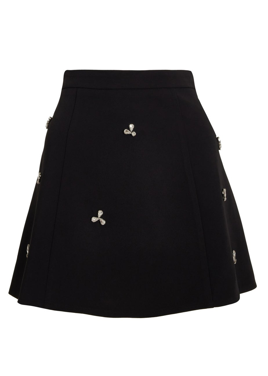 Quiz Black Embellished A-Line Skirt