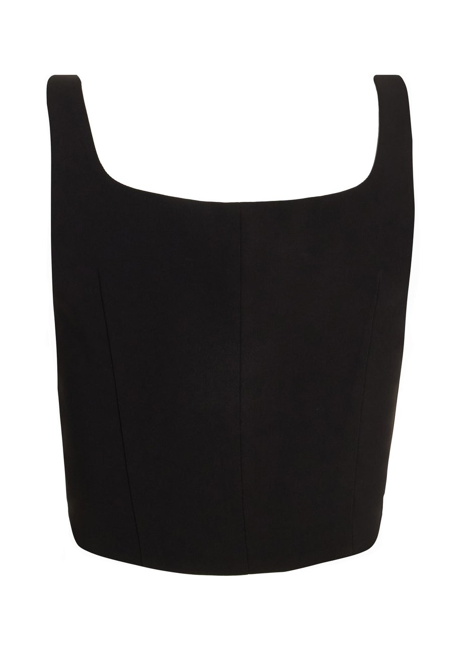 Quiz Black Embellished Square Neck Top
