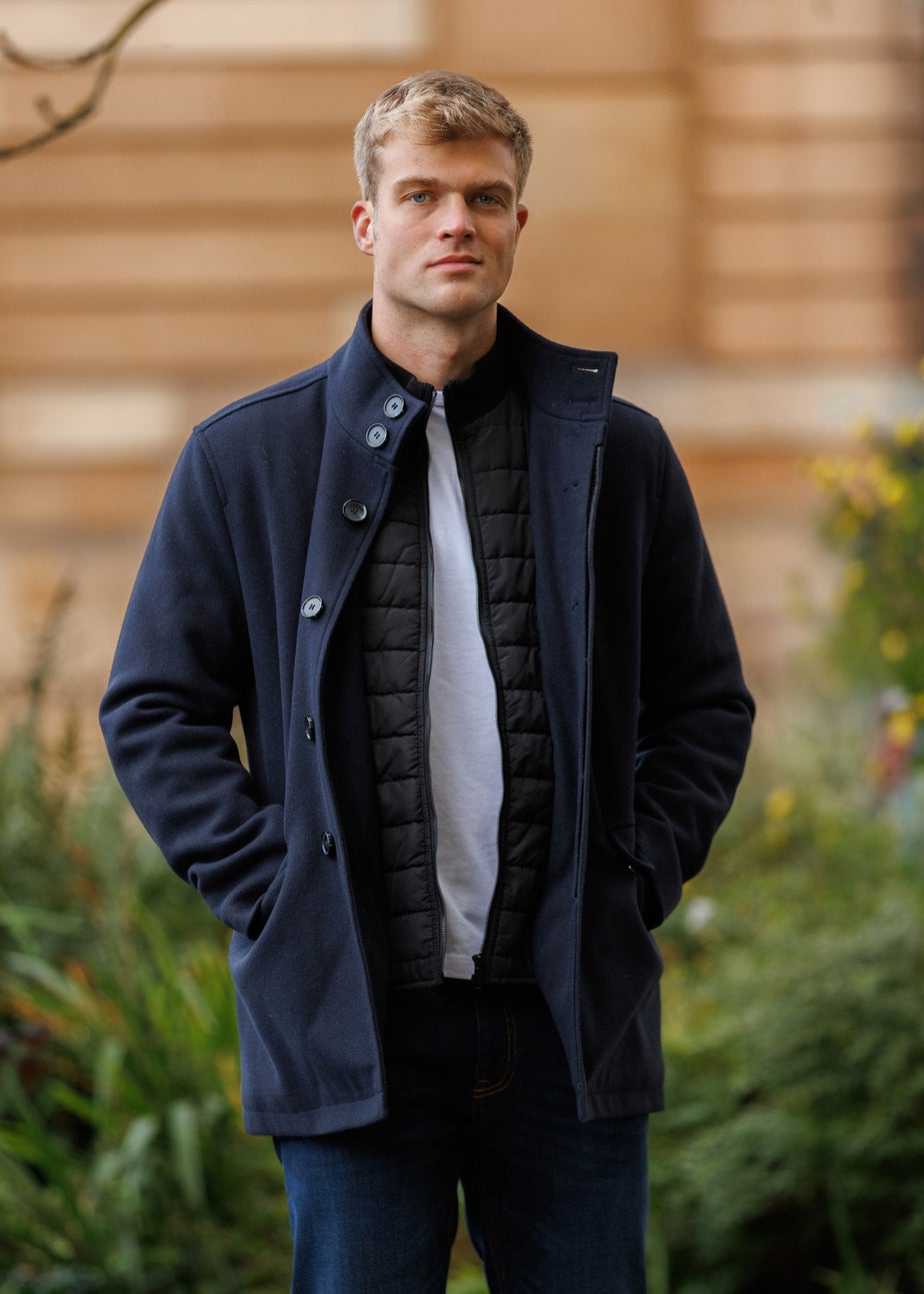 Tokyo Laundry Navy Padded Faux Wool Coat