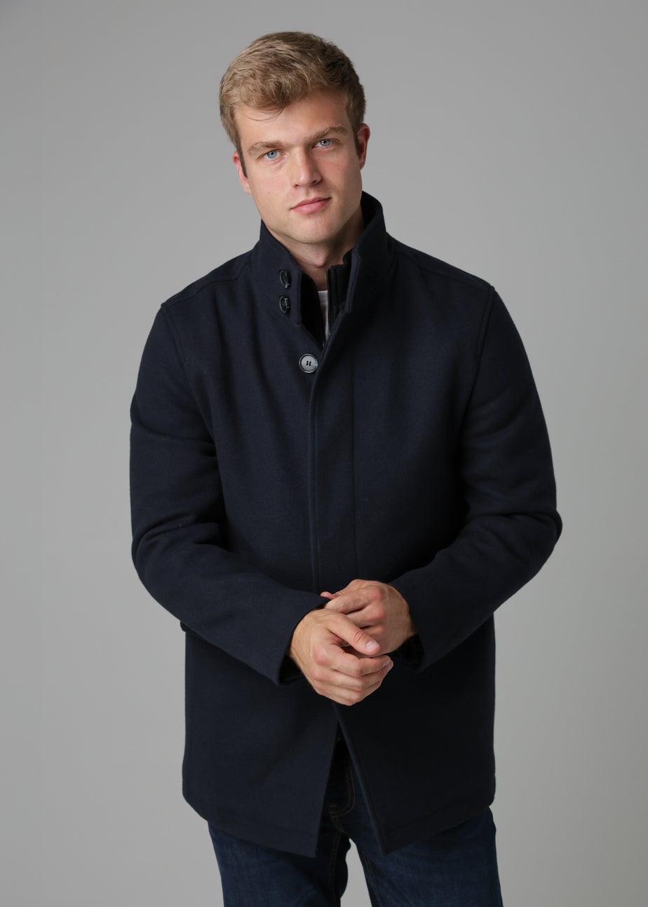 Tokyo Laundry Navy Padded Faux Wool Coat