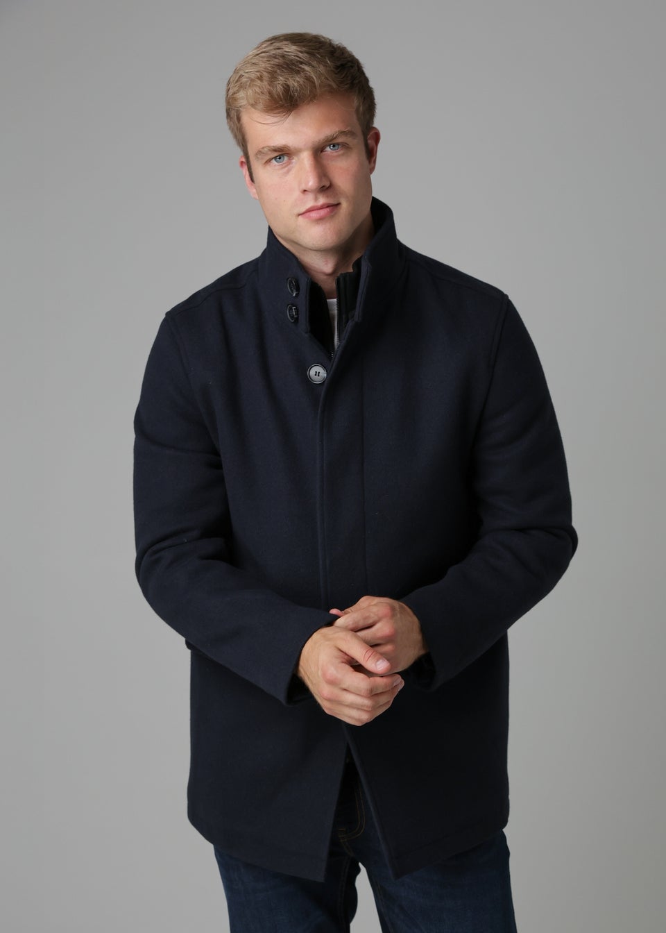 Tokyo Laundry Navy Padded Faux Wool Coat