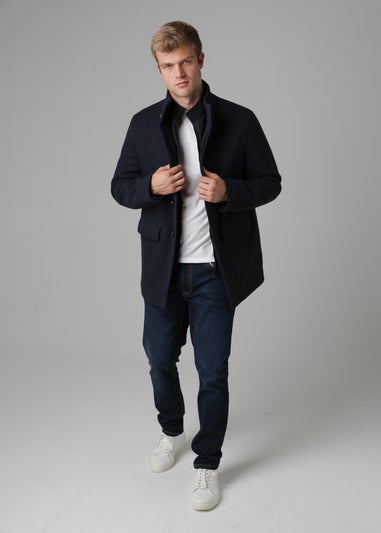 Tokyo Laundry Navy Padded Faux Wool Coat