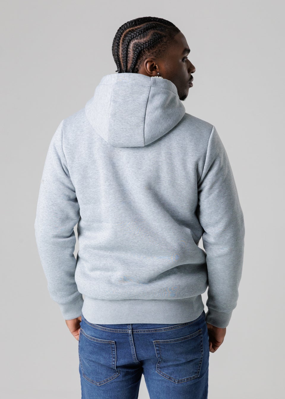 Tokyo Laundry Light Grey Brushed Back Fleece Zip-Through Hoody With Borg Lining