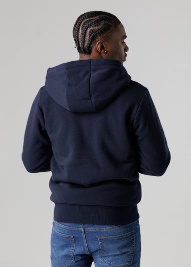 Tokyo Laundry Navy Brushed Back Fleece Zip-Through Hoody With Borg Lining