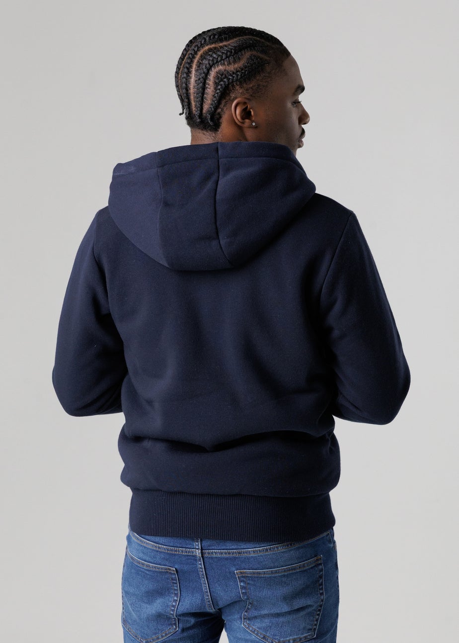 Tokyo Laundry Navy Brushed Back Fleece Zip-Through Hoody With Borg Lining