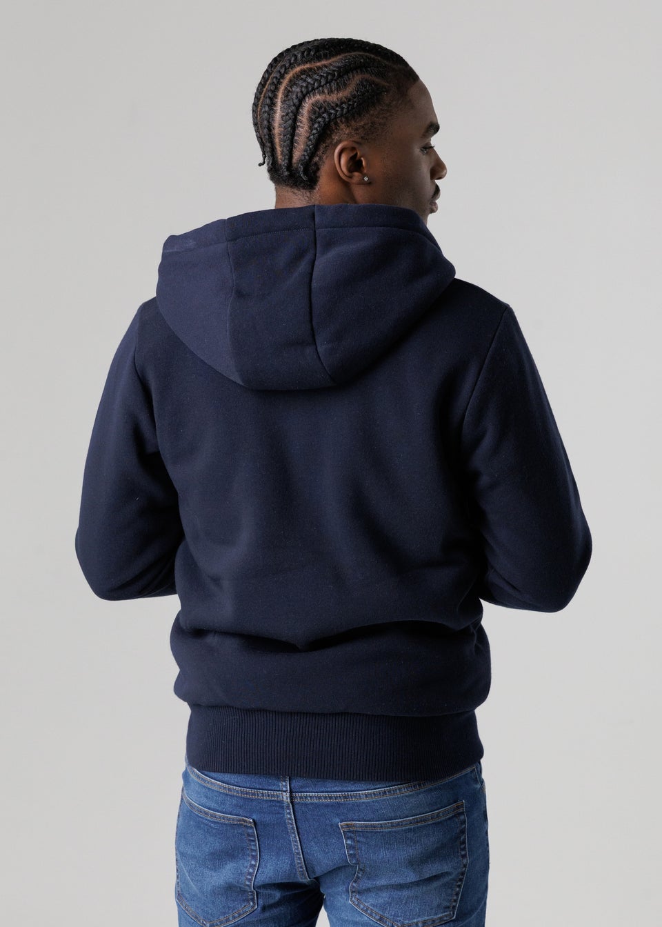 Tokyo Laundry Navy Brushed Back Fleece Zip-Through Hoody With Borg Lining