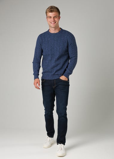 Tokyo Laundry Blue Crew Neck Cotton Blend Jumper