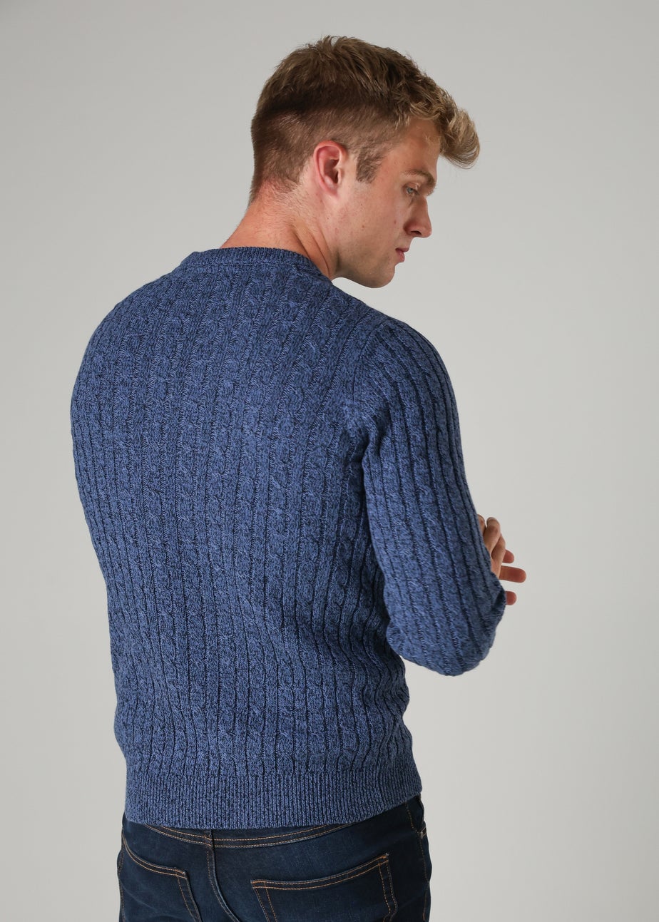 Tokyo Laundry Blue Crew Neck Cotton Blend Jumper