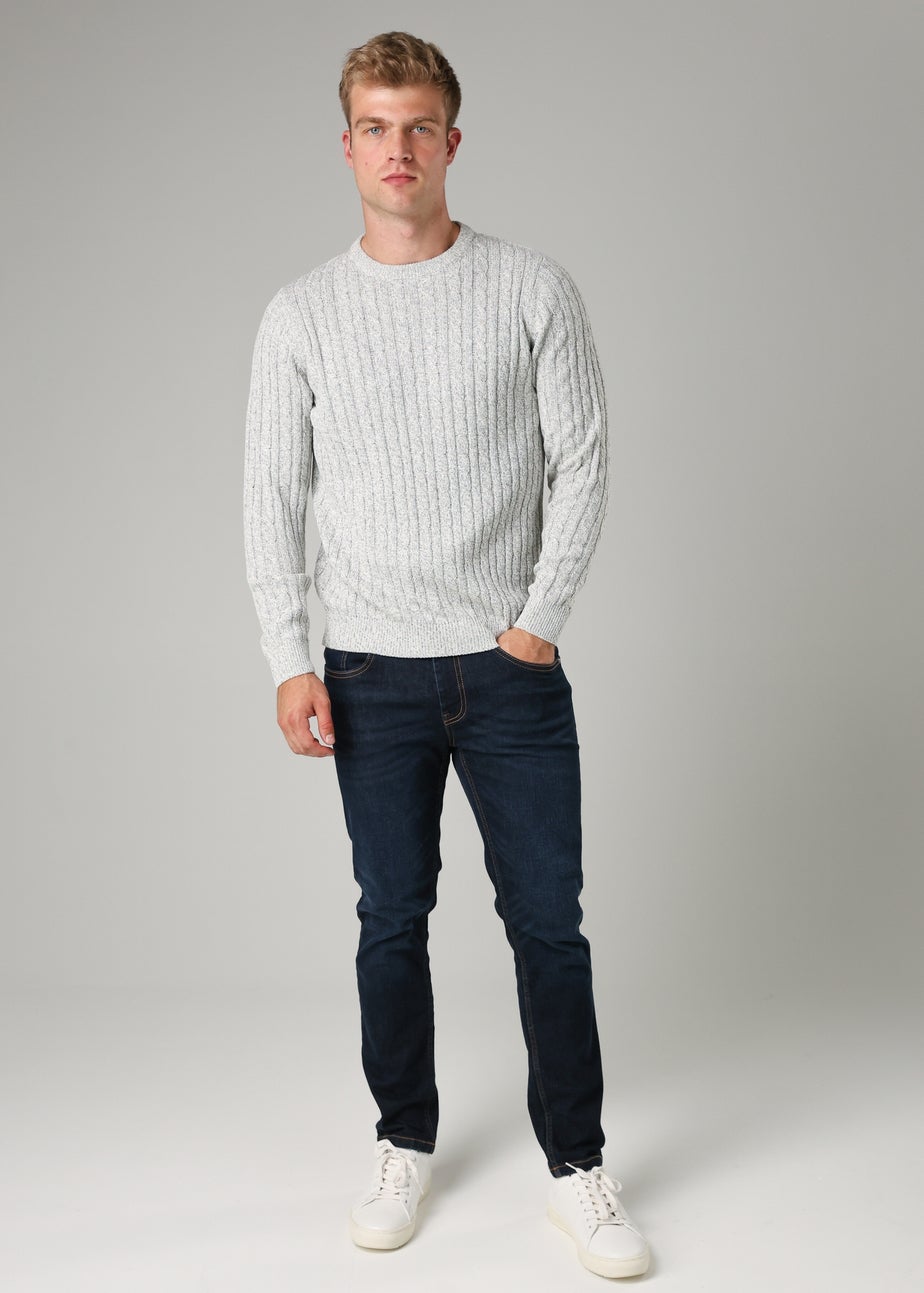 Tokyo Laundry Grey Crew Neck Cotton Blend Jumper