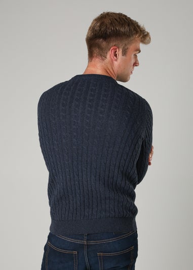 Tokyo Laundry Navy Crew Neck Cotton Blend Jumper