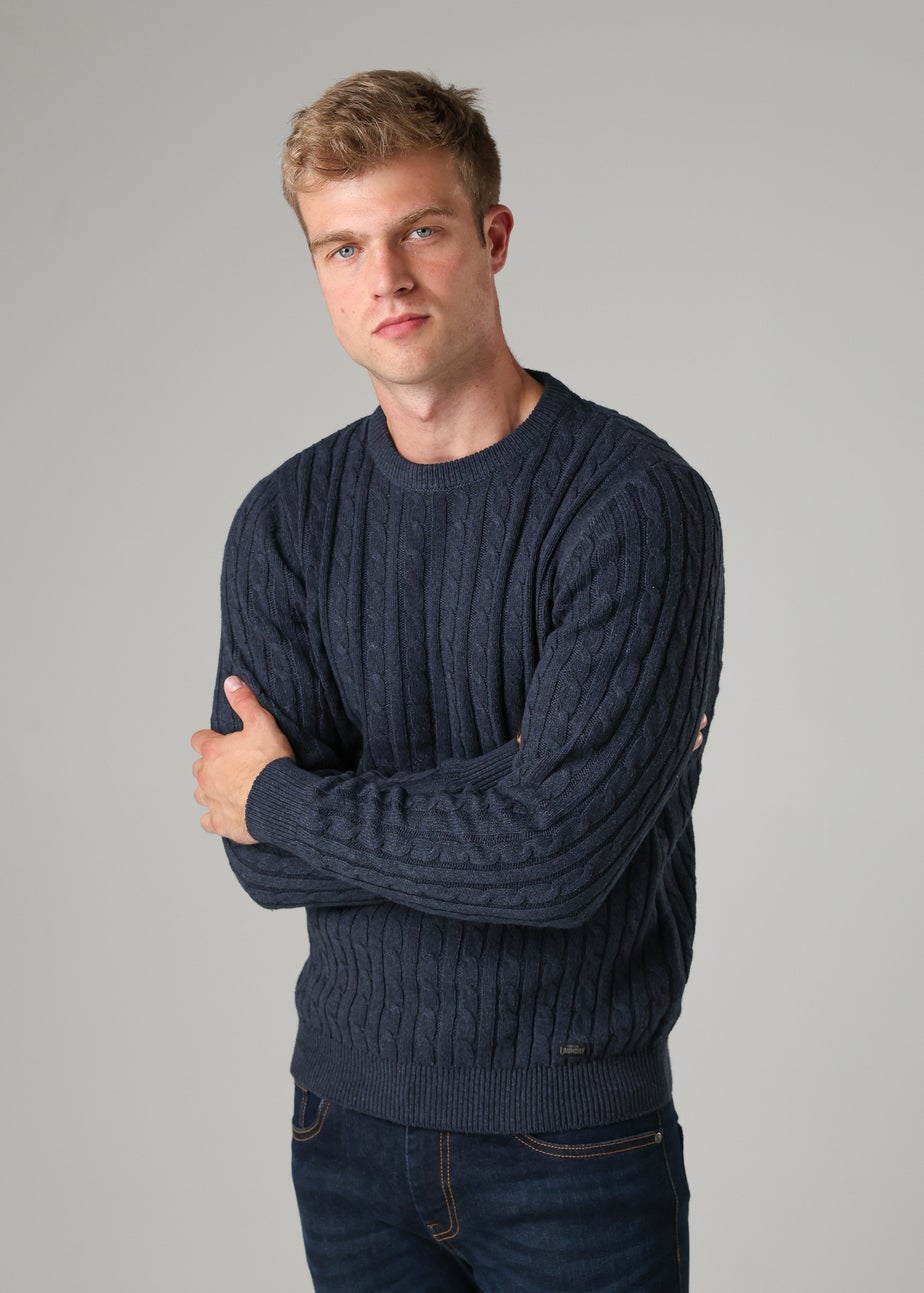 Tokyo Laundry Navy Crew Neck Cotton Blend Jumper