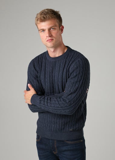 Tokyo Laundry Navy Crew Neck Cotton Blend Jumper