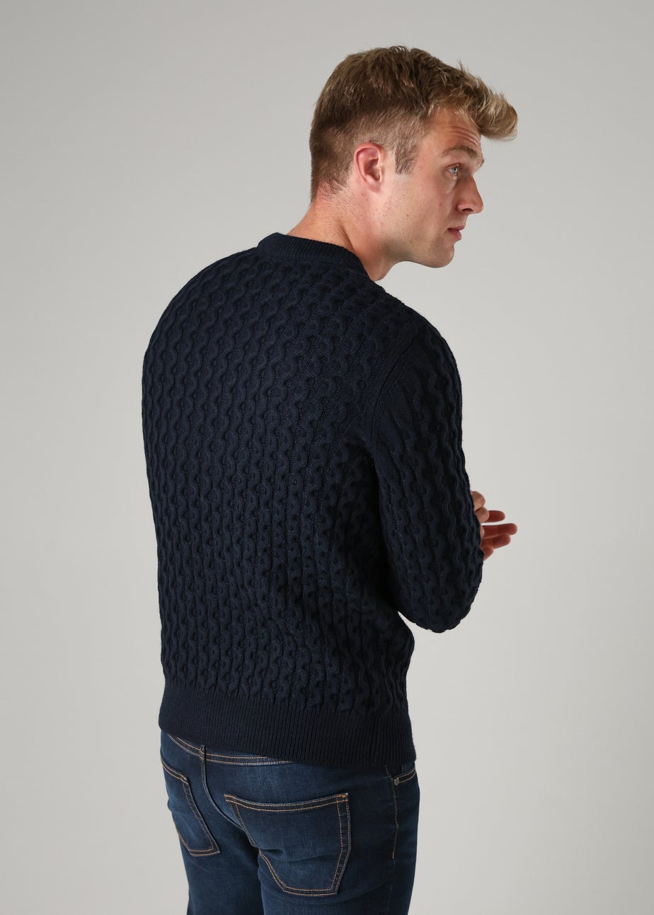 Tokyo Laundry Navy Crew Neck Wool Blend Jumper