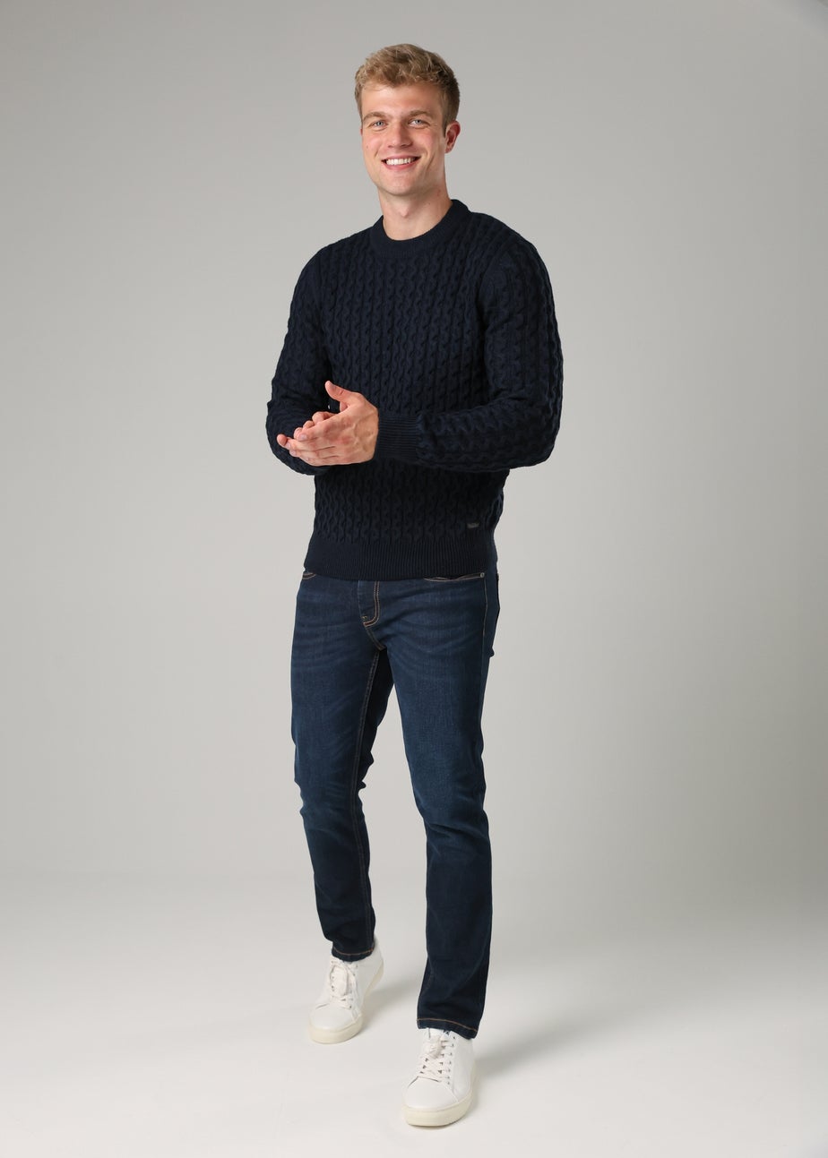 Tokyo Laundry Navy Crew Neck Wool Blend Jumper