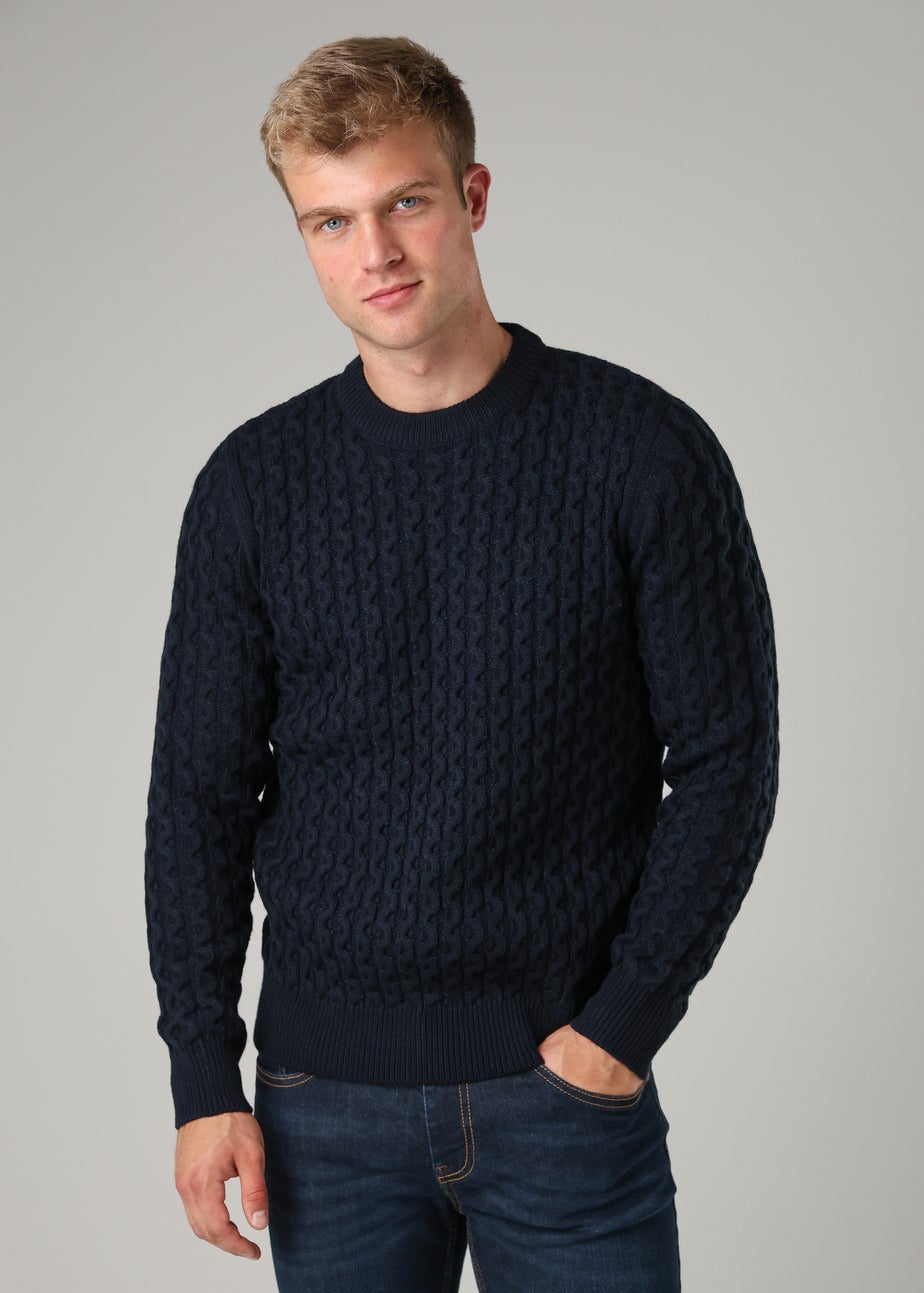 Tokyo Laundry Navy Crew Neck Wool Blend Jumper