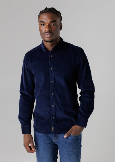 Tokyo Laundry Blue Cotton Corduroy Shirt With Button Collar