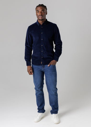 Tokyo Laundry Blue Cotton Corduroy Shirt With Button Collar