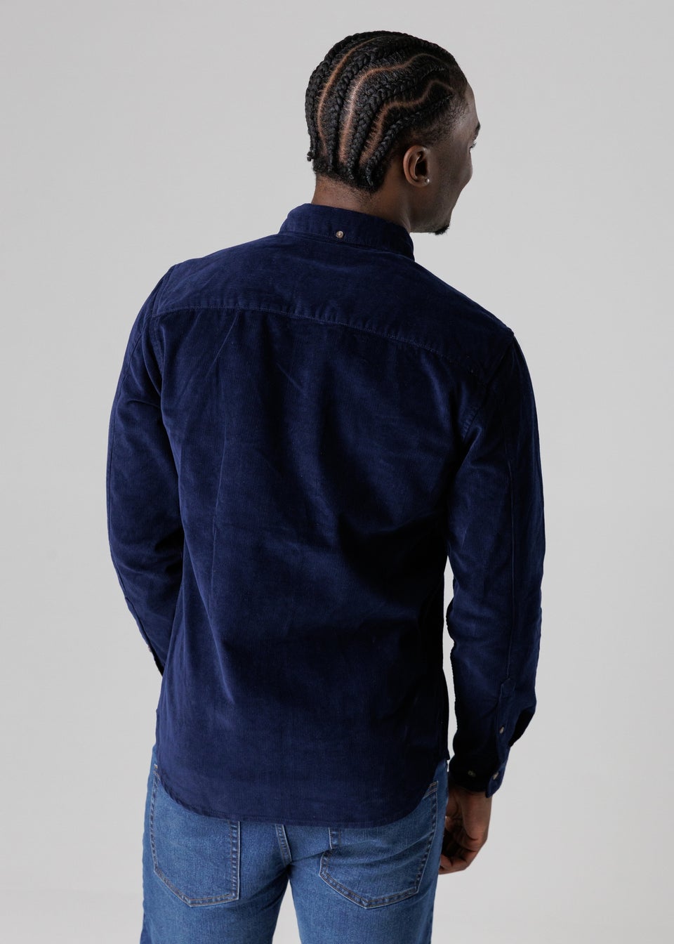 Tokyo Laundry Blue Cotton Corduroy Shirt With Button Collar