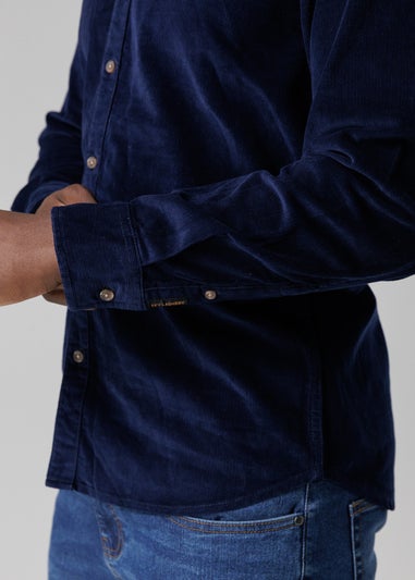 Tokyo Laundry Blue Cotton Corduroy Shirt With Button Collar