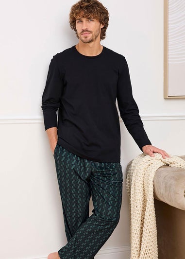 Cotton Traders Black Crew Neck PJ Set