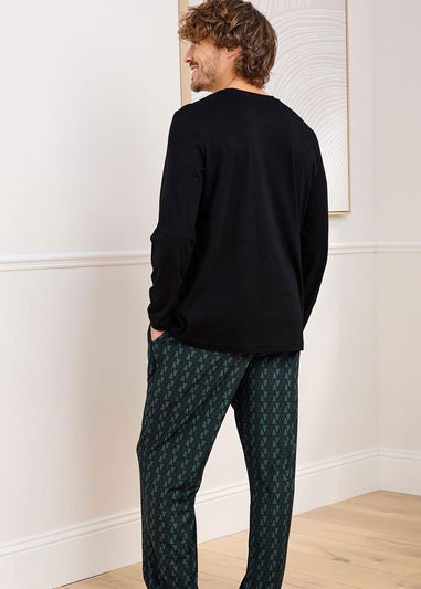 Cotton Traders Black Crew Neck PJ Set