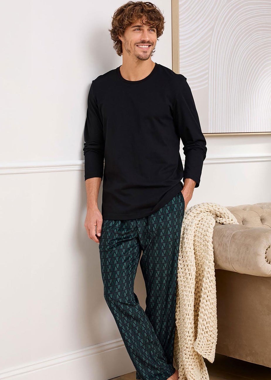 Cotton Traders Black Crew Neck PJ Set