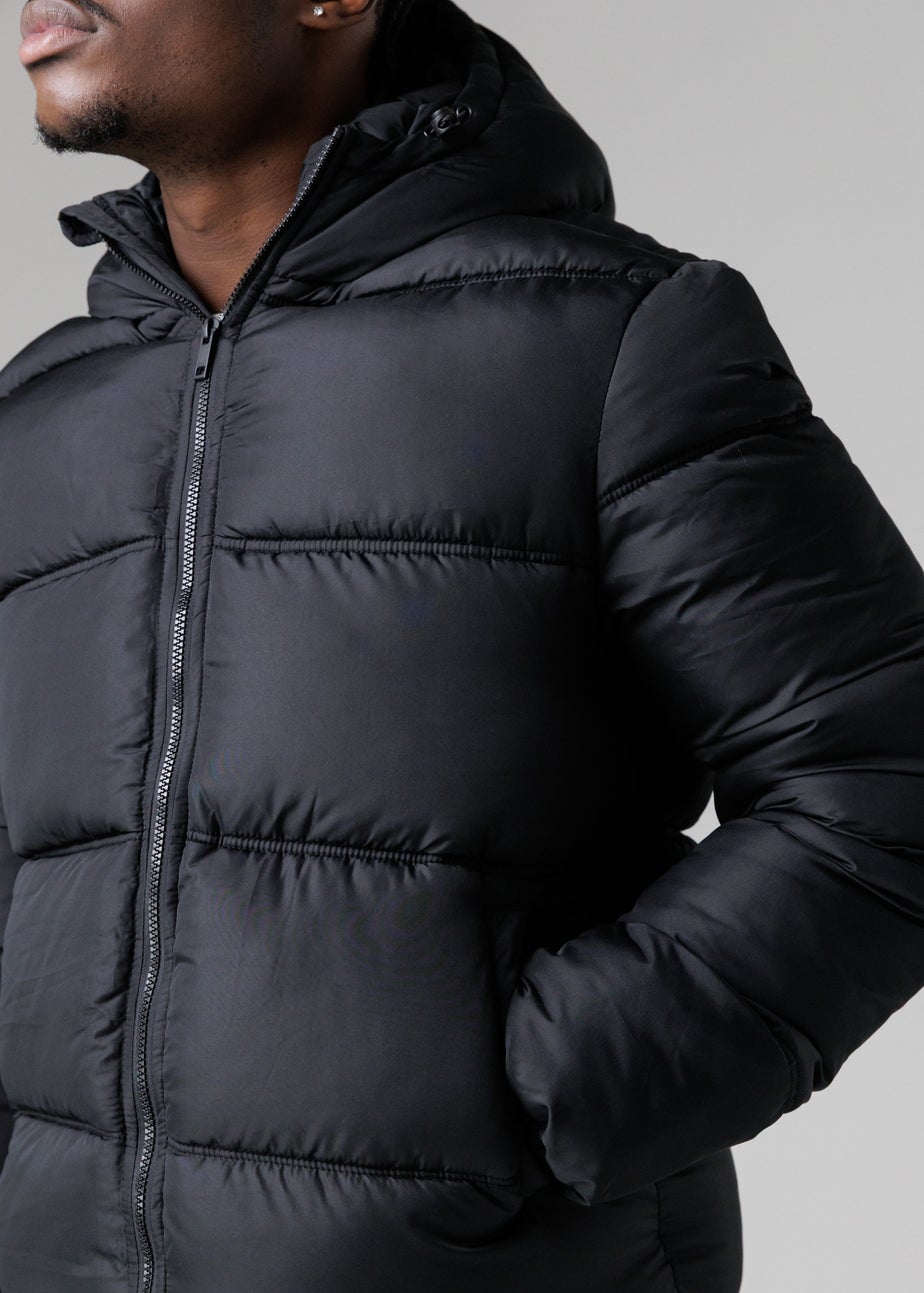 French Connection Black Hooded Puffer Jacket with High Neck