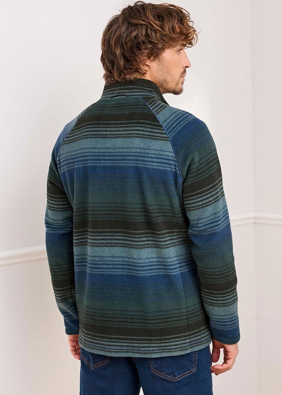 Cotton Traders Dark Blue Recycled Printed Microfleece Half Zip