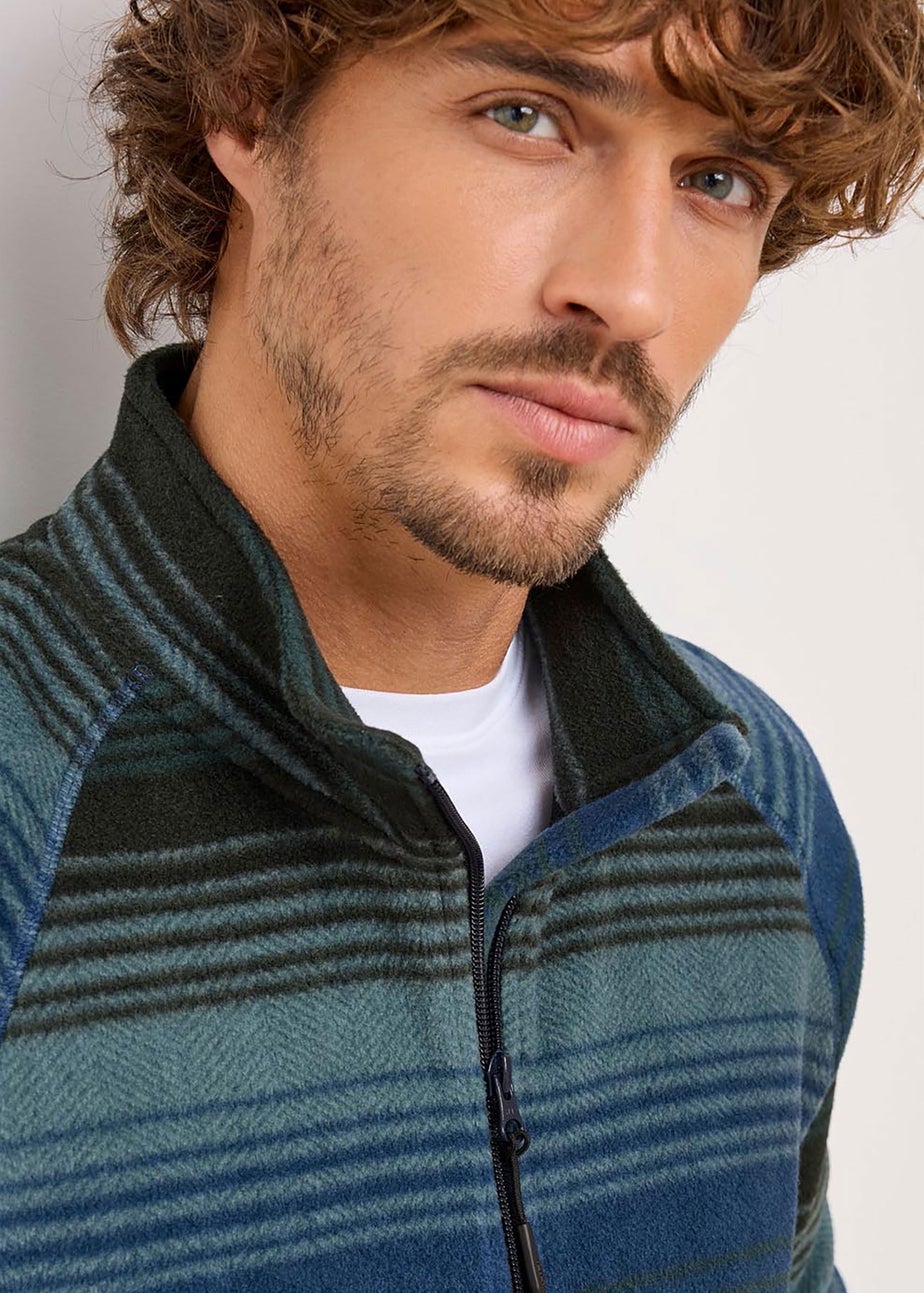 Cotton Traders Dark Blue Recycled Printed Microfleece Half Zip