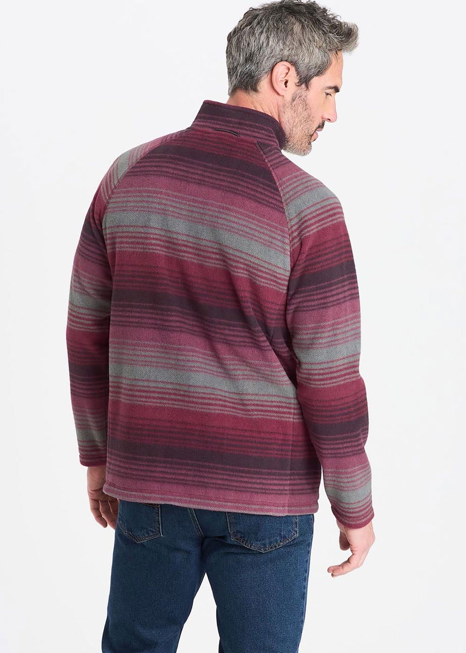 Cotton Traders Burgundy Recycled Printed Microfleece Half Zip