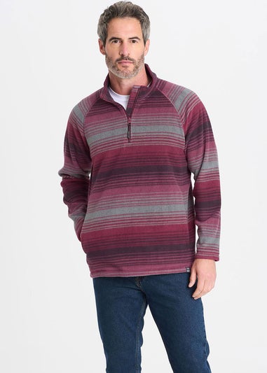 Cotton Traders Burgundy Recycled Printed Microfleece Half Zip