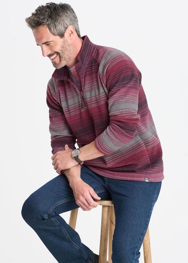 Cotton Traders Burgundy Recycled Printed Microfleece Half Zip