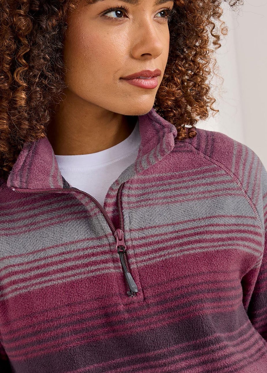 Cotton Traders Burgundy Recycled Printed Microfleece Half Zip
