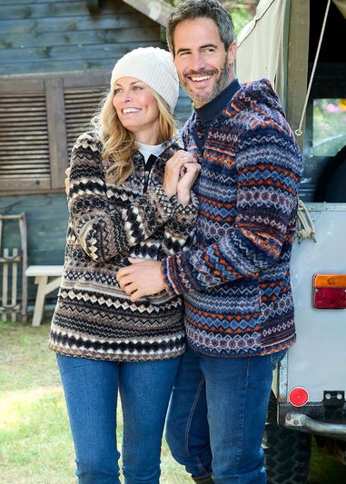 Cotton Traders Pale Blue Soft Half Zip Fleece Top