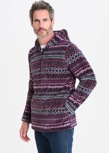 Cotton Traders Aubergine Soft Half Zip Fleece Top
