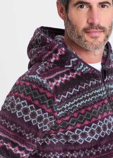 Cotton Traders Aubergine Soft Half Zip Fleece Top