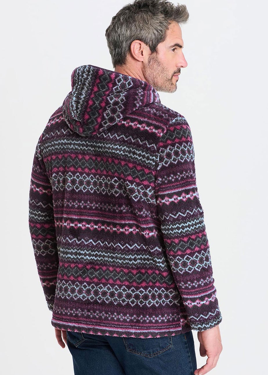 Cotton Traders Aubergine Soft Half Zip Fleece Top