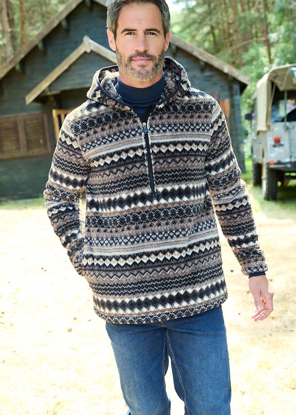 Cotton Traders Cappucino Soft Half Zip Fleece Top