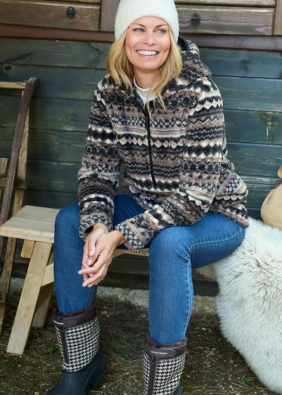 Cotton Traders Cappucino Soft Half Zip Fleece Top