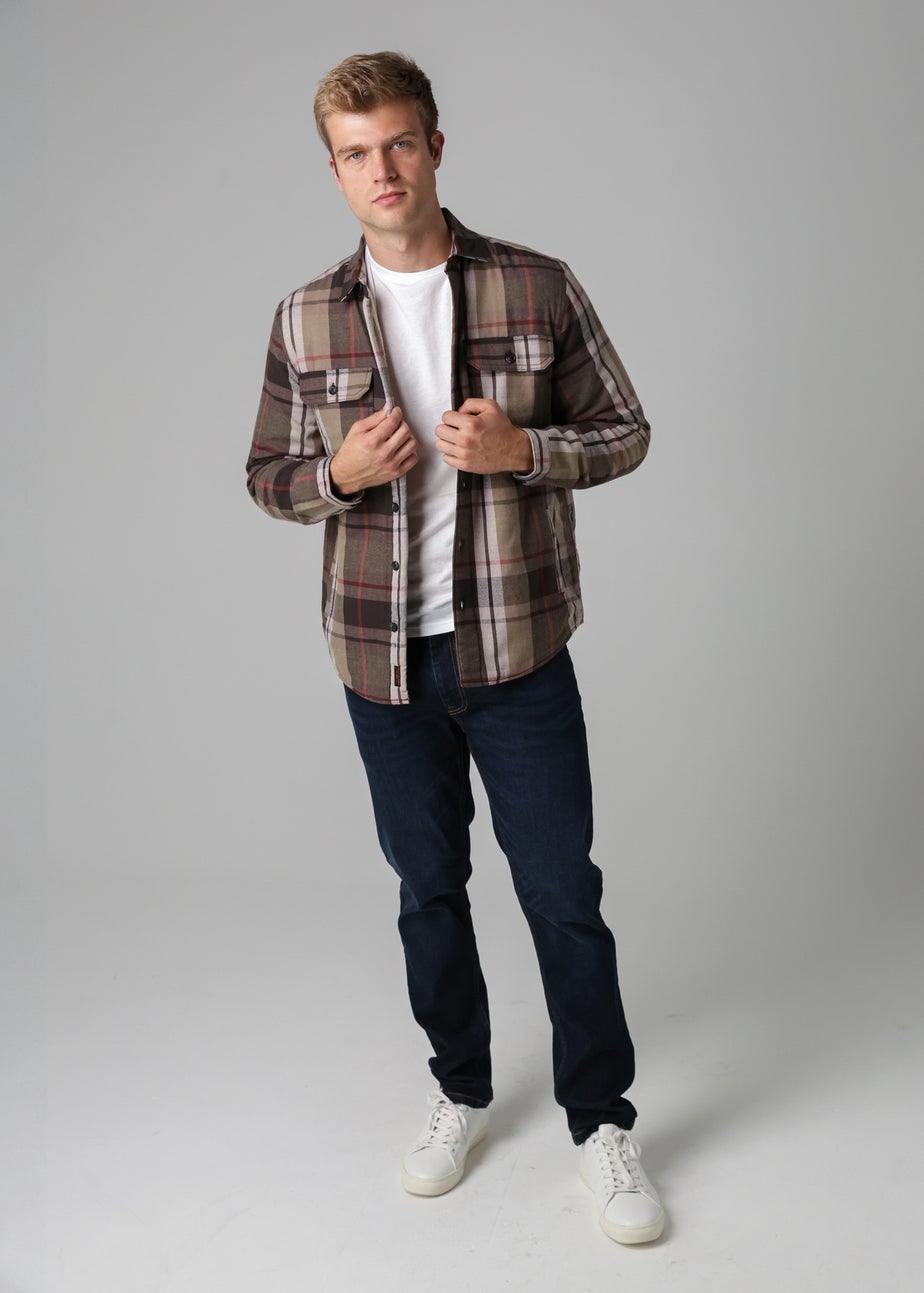 Tokyo Laundry Grey Checked Padded Shirt With Sherpa Lining