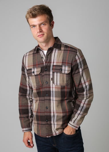 Tokyo Laundry Grey Checked Padded Shirt With Sherpa Lining