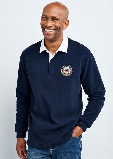Cotton Traders Dark Blue Six Nations Fleece Rugby Shirt