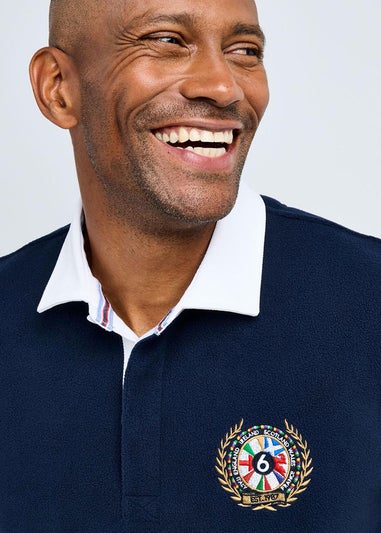 Cotton Traders Dark Blue Six Nations Fleece Rugby Shirt