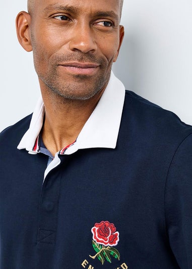 Cotton Traders Dark Blue England Classic Long Sleeve Rugby Shirt