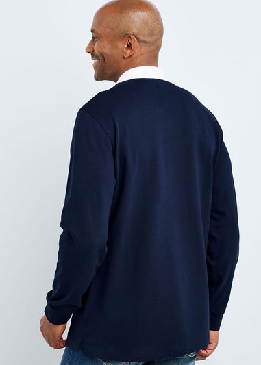 Cotton Traders Dark Blue England Classic Long Sleeve Rugby Shirt