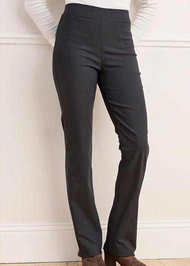 Cotton Traders Charcoal Grey Super Stretchy Straight Leg Pull-On Cosy Trousers