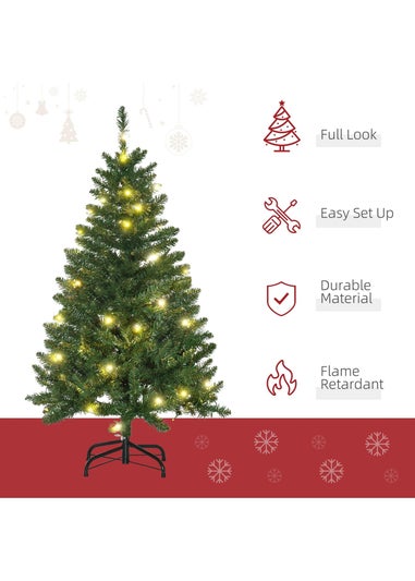HOMCOM 4FT Pre-Lit Christmas Tree
