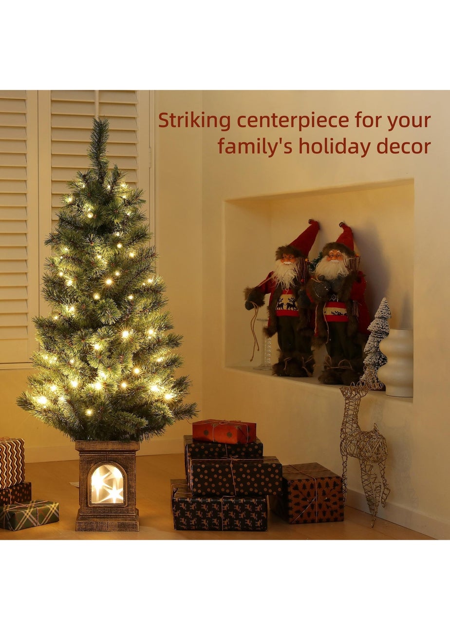 HOMCOM 4FT Lit Potted Christmas Tree