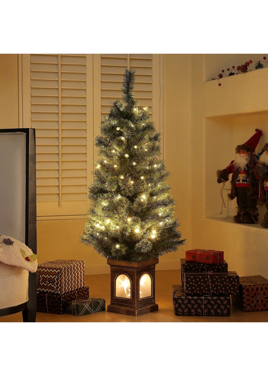 HOMCOM 4FT Lit Potted Christmas Tree